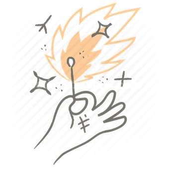 hands, gesture, fire, flame, match, spark